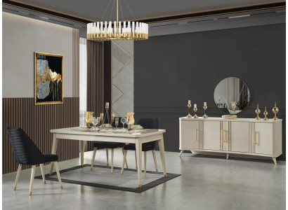 Dining room Dining set Dining table 6x armchairs Chest of drawers Mirror table 9 pieces