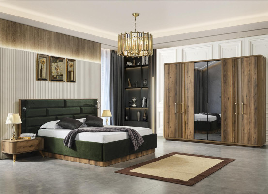 Design modern luxury bed 2 Bedside tables Wardrobe INCLUDED 4-piece set