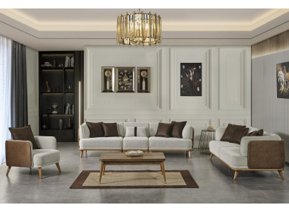 Modern set for the living room 2 soft sofas + 1 armchair gray + coffee table new