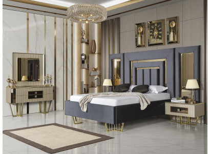 Villas Bedroom Bed Double bed 2x Bedside tables Chest of drawers Mirror Furniture
