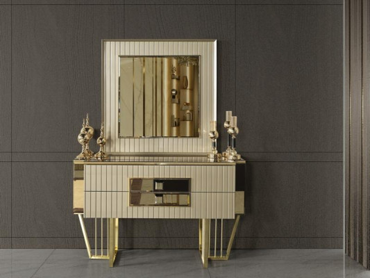 Villas Bedroom Bed Double bed 2x Bedside tables Chest of drawers Mirror Furniture