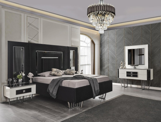 Bedroom Furniture Luxury Bed Textile with Nightstands Chest of drawers Mirror 5pcs