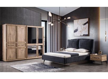 Bedroom Set 4-piece modern Bed 2 Bedside tables Wardrobe INCLUDED