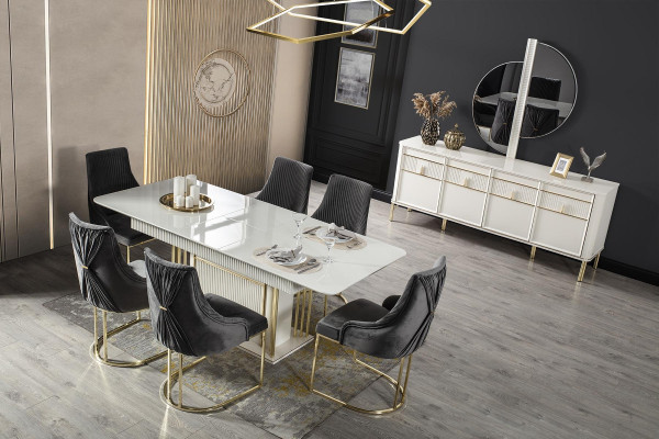 Dining table Modern Table Wood Dining room Suite 6x Chair Set Chairs 7-piece set