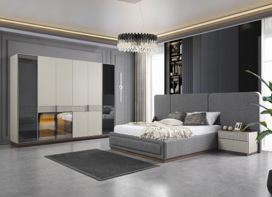 Bedroom Furniture Beds 2x Bedside tables Wardrobe Wardrobe Design 4pcs