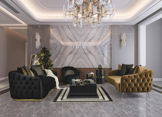 Luxury Chesterfield Sofa set Couch 4+3 Seat Couches Textile Sofa Furniture