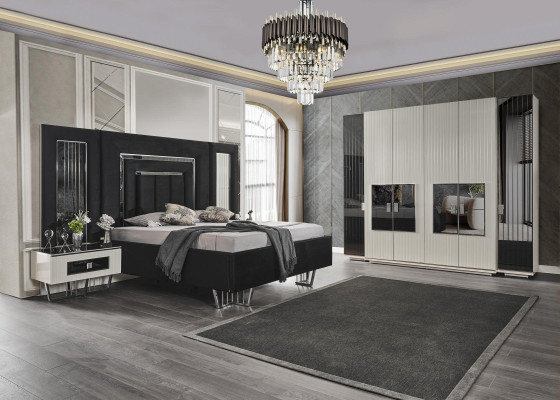 Bedroom Set 2x Bedside tables Wardrobe Complete Room Bed Furniture 4pcs