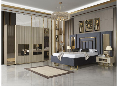 Luxury Bedroom Furniture Bed + 2x Bedside table Wardrobe Beds 4pcs