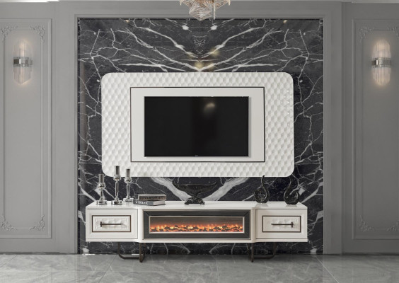 Fireplace Sideboard TV Stand TV-cabinet Chest of drawers 2-piece. Wall unit tv board Wall