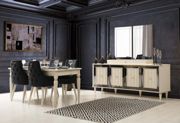 Complete Set Dining table 4x Chairs Dining room Set Ess Group Wood Table Tables 5pcs
