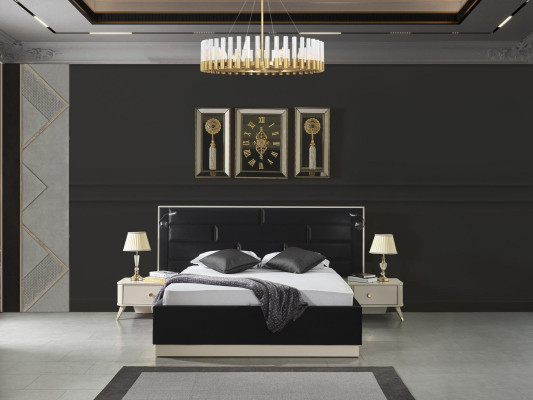Luxury Bedroom Bedside table Beds Bed 3pcs. Complete Set Design Furnishings