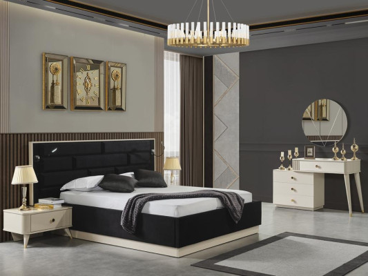 Luxury Bedroom Bedside table Beds Bed 3pcs. Complete Set Design Furnishings