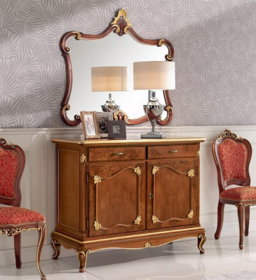 Sideboard Chest of drawers Mirror Chest of drawers Drawers Wood Art Deco Luxury Design Set 2pcs