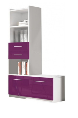 Purple Bedroom Youth Room Set Modern Wardrobe Table 5-piece.