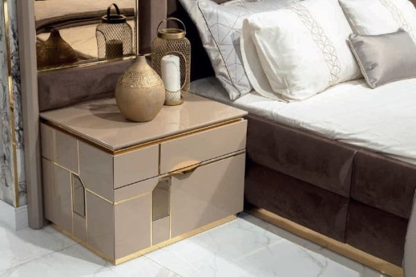 Luxury Bedroom Bed Bedside table Wardrobe Chest of drawers Set 5pcs