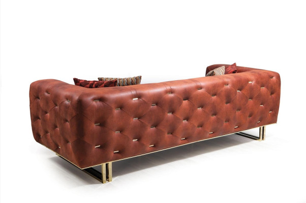 Chesterfield Textile Fabric Sofa Noble Design Classic Furniture brown 3 Seat