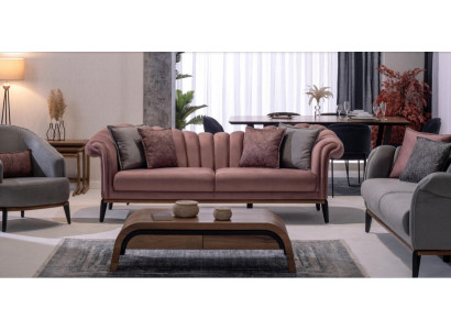 Italian Style 2 Seater Living room Couch Sofa Upholstery Seat Textile Pink new