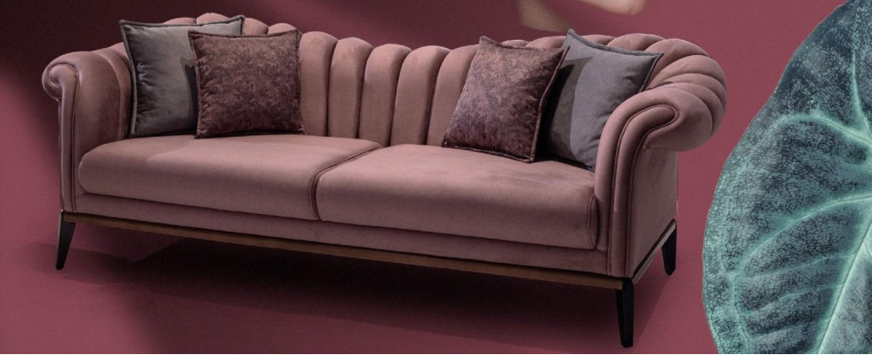 Italian Style 2 Seater Living room Couch Sofa Upholstery Seat Textile Pink new