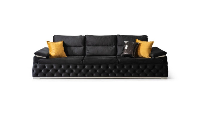 Three Seater Couch Design Sofa Modern 4 Seat Sofas Room Furniture Black Upholstery