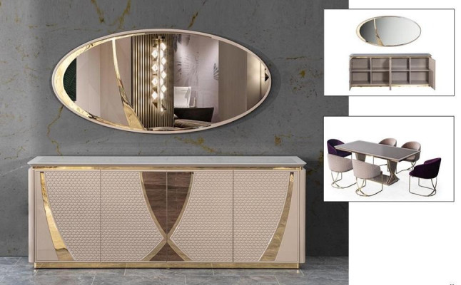 Chests of drawers Group Console Cabinets Modern new Suite Set 2pcs. Chest of drawers Mirror