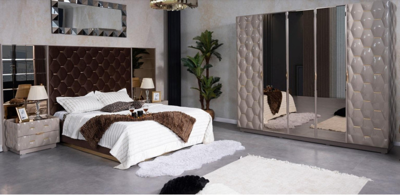 Double bed 2 Bedside tables Wardrobe Bedroom furniture set 4 pieces.