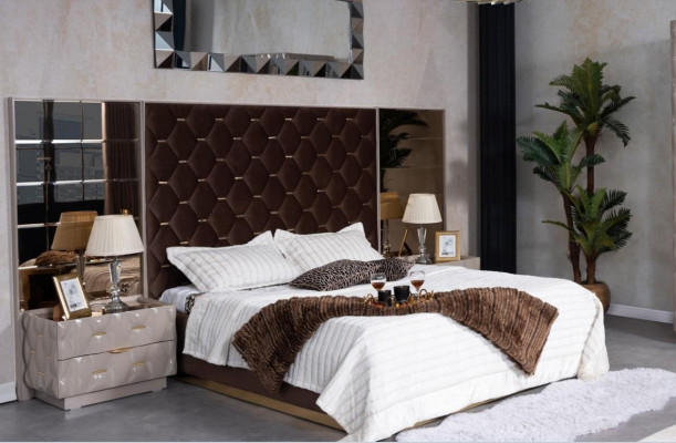 Double bed 2 Bedside tables Wardrobe Bedroom furniture set 4 pieces.