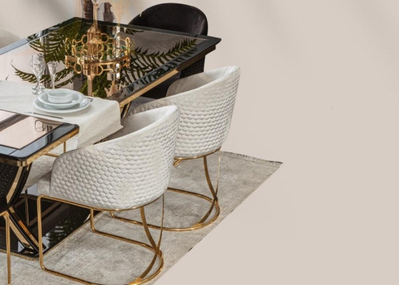 Dining room 6 Chairs Chest of drawers Mirror Chests of drawers Dining table 9pcs.