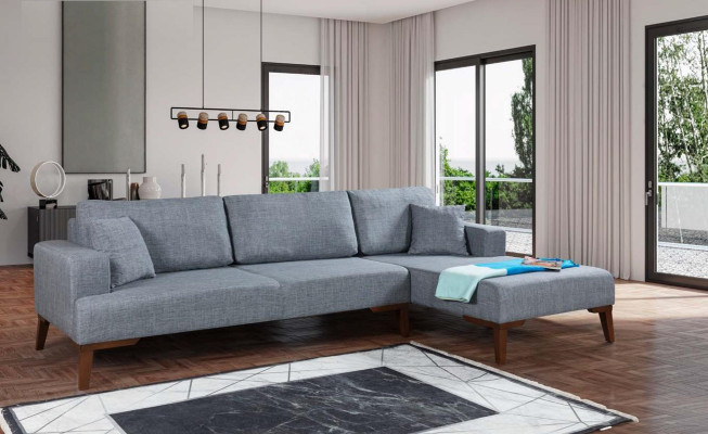 Design Corner sofa Sofa Textile Couch Modern Sofas Upholstery Gray new