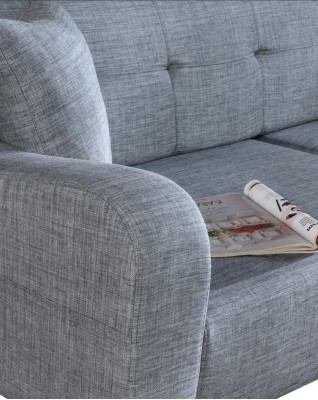 Sofa 3 Seat Textile Sofas Couch Upholstery Modern Couches Gray Three Seater