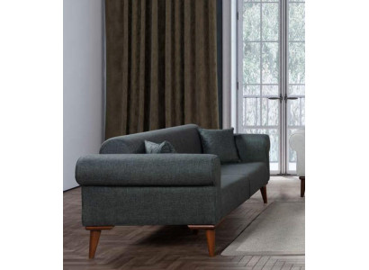 Design Textile 3 Seater Gray Couch Elegant Sofa Upholstery Living room