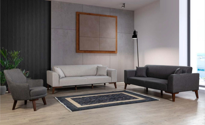 Designer Furniture Three Seater Sofa 3 Seater Luxury Textile Couches Gray new