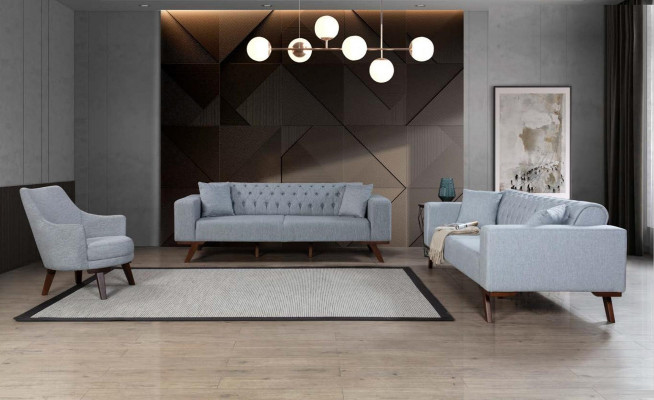 Sofa 3 Seater Sofas Fabric Three Seater Upholstery Luxury Chesterfield Gray