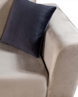 Beige three-seater velvet couch living room couches sofa elegant seating furniture