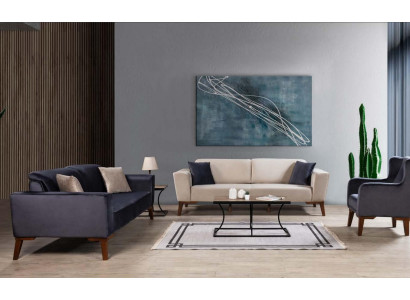 Textile Sofa set 3+3+1 Seat Suite Sofa Armchair Sofas Beige Luxury Set