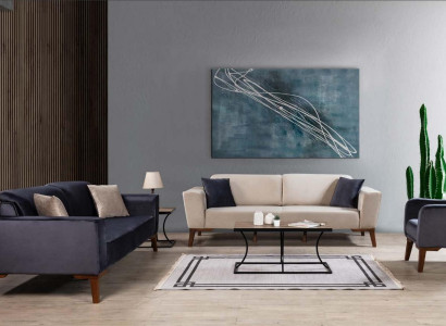 Textile Sofa set 3+3+1 Seat Suite Sofa Armchair Sofas Beige Luxury Set