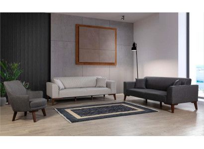 Sofa set 3+3+1 Seat Sofa Armchair Sets Upholstery Fabric Gray new