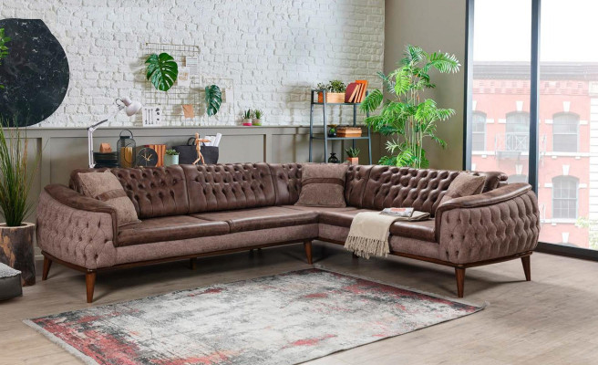 Corner sofa Sofa L-shape Textile Couch Living room Chesterfield Modern new
