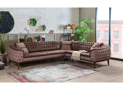 Corner sofa Sofa L-shape Textile Couch Living room Chesterfield Modern new