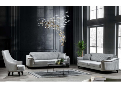 Luxury Suite Set Sofa set 3+3+1 Seater Sofas Armchair Fabric 3pcs.