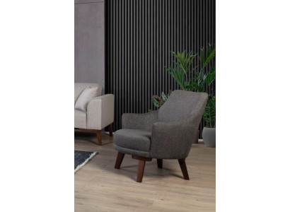 Single Seater Armchair Fabric Living room Textile Furniture Upholstery Gray Luxury new