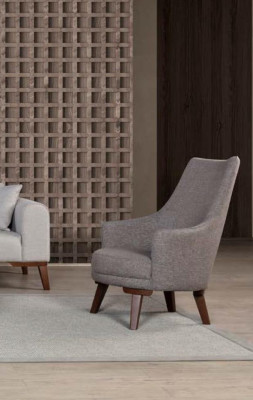 Modern Armchair Living room Single Seater Gray Designer Wood new Lounge