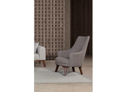 Modern Armchair Living room Single Seater Gray Designer Wood new Lounge