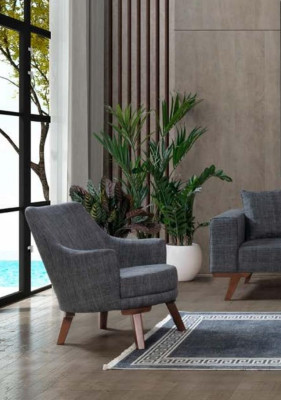 Armchair Waiting Room Sofa Couch Single Seater Chair Recliner Gray Furniture