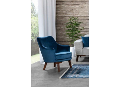 Furniture Single Seater Armchair Textile Living room Design Luxury Blue Velvet fabric