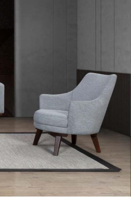 Designer Armchair 1 Seater Gray Fabric Textile Luxury Furniture Single Seater new