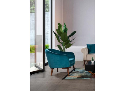 Armchair Single Seater Luxury 1 Seater Upholstery Design Green Textile Fabric Modern