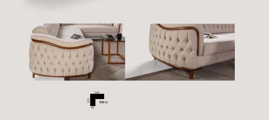 Chesterfield Couch with Wood Elements Luxury Corner sofa Corner sofa Sofa Furniture
