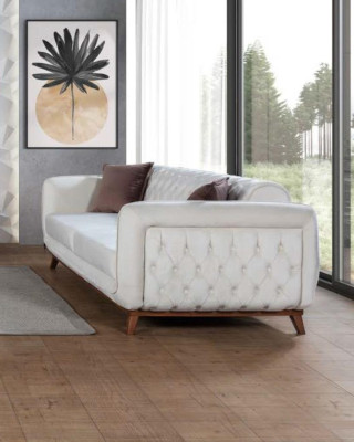 Couches Upholstery Sofas 3 Seat Three Seater Fabric Sofa Chesterfield White