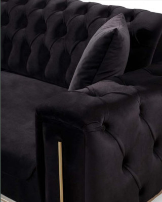 Black Chesterfield Couch Three Seater Seat Cushion Couches Sofa Furniture