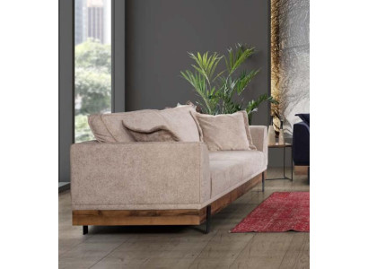 Sofa 3 Seat Three Seater Fabric Couches Furniture Living room Beige Textile new